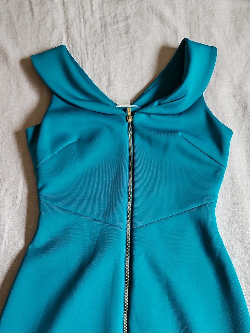 Calvin Klein Teal Sheath Sleeveless Dress With V-Neck Full Zipper Size 4 - Picture 12 of 16